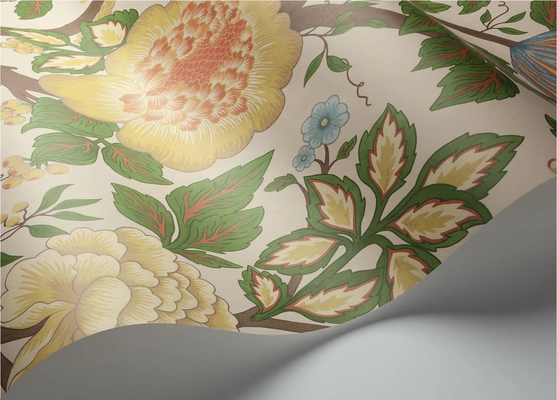 Tapeta z motywem roślinnym kwiatów THE PEARWOOD COLLECTION - Midsummer Bloom kremowy na ścianę – Cole & Son