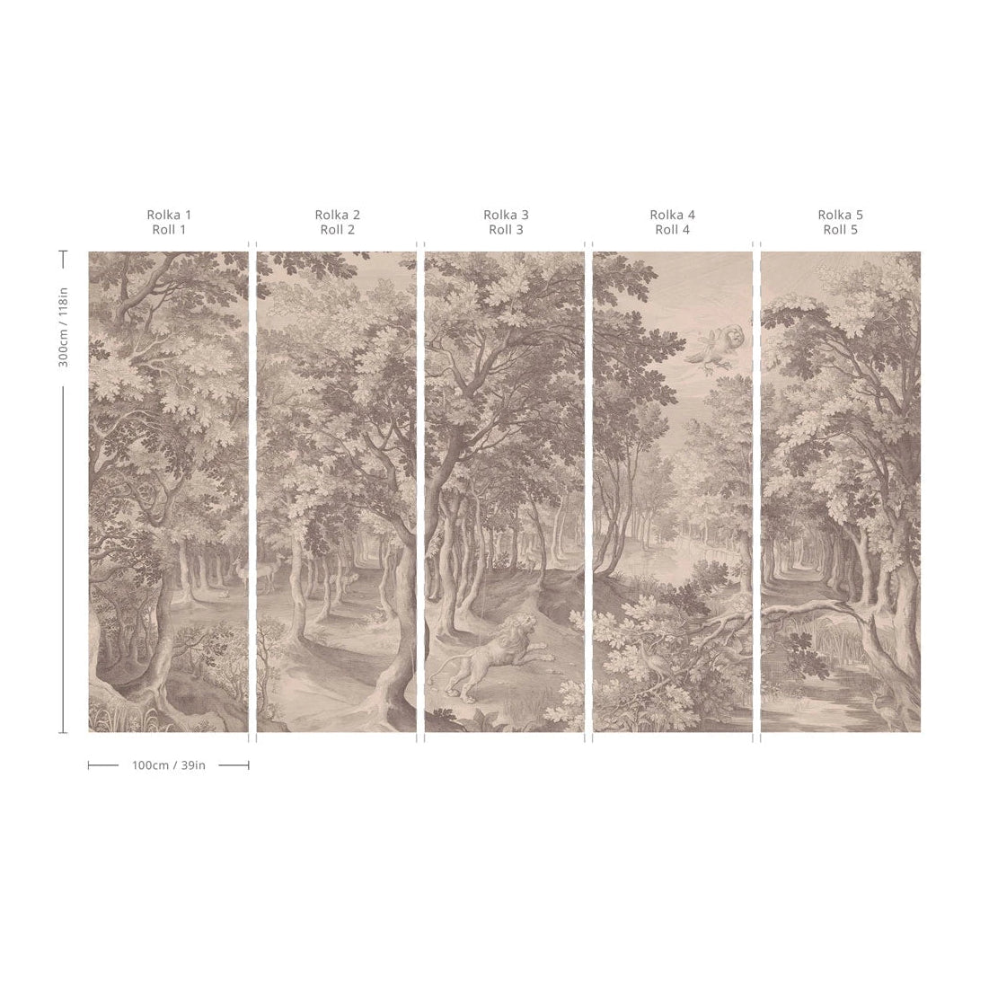 Flizelinbehang met het landschap TIMELESS TREES BEIGE beige