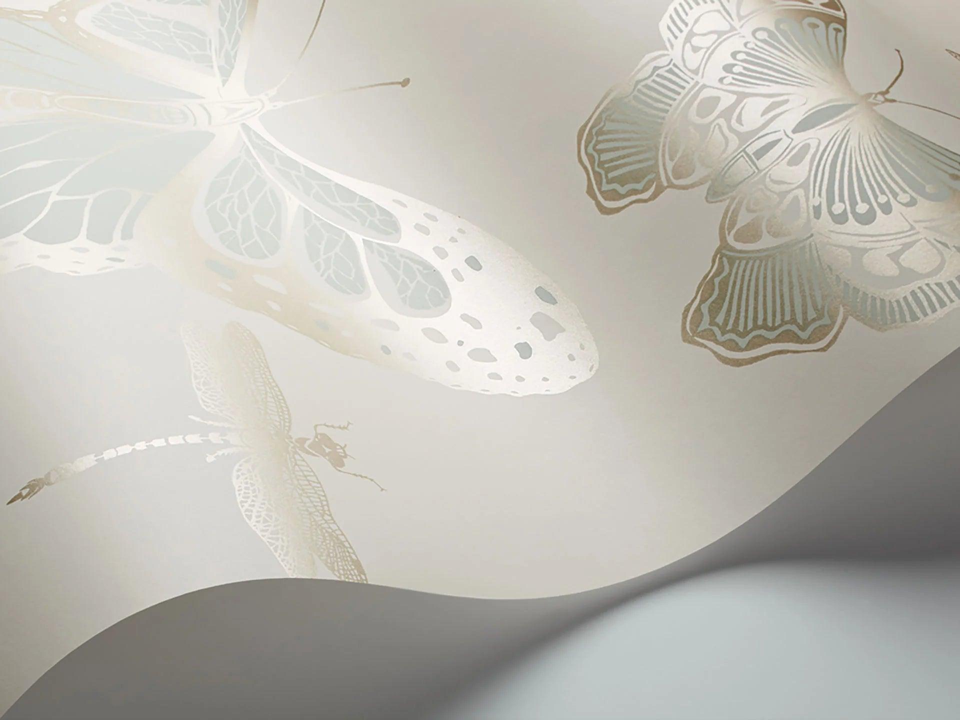 Tapeta WHIMSICAL - Butterflies & Dragonflies zielony na kremie Cole & Son Eye on Design