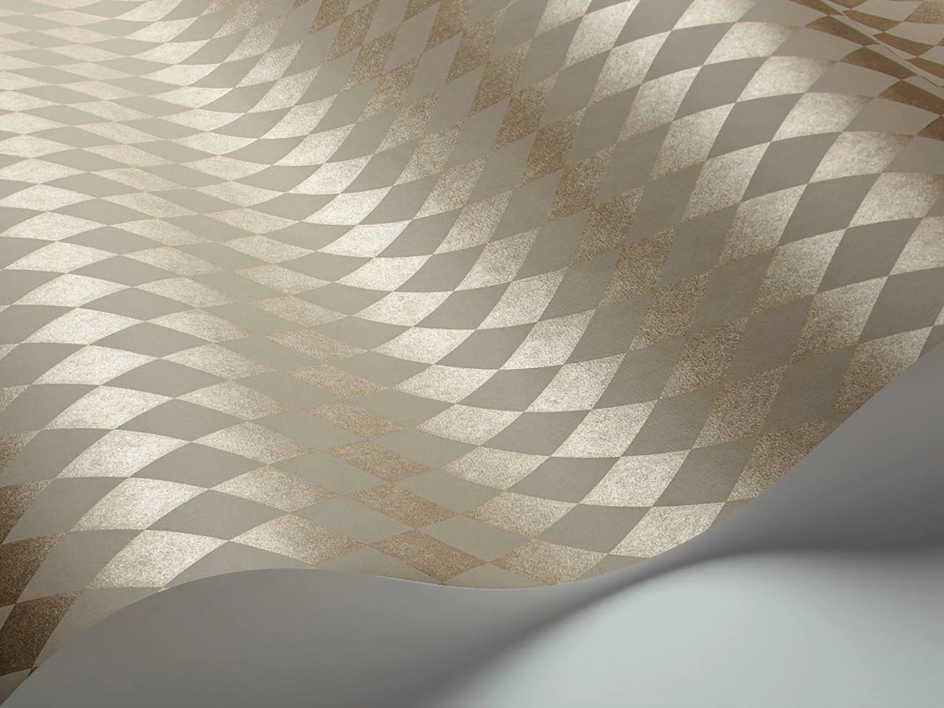 Tapeta metaliczna z geometrycznym wzorem WHIMSICAL - Titania beżowy na ścianę