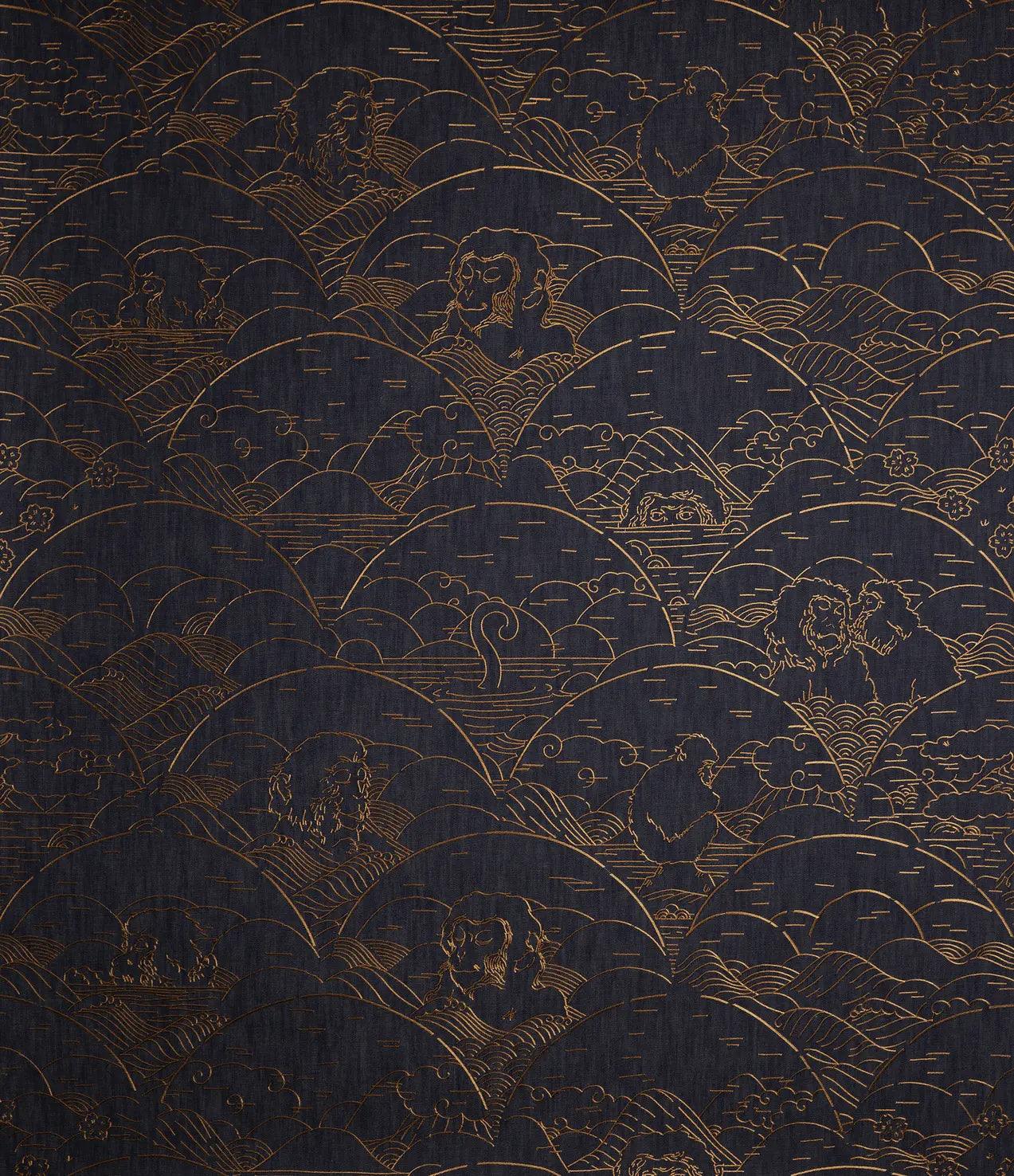 Tapeta z dżinsu INDIGO MACAQUE - COPPER Arte Eye on Design