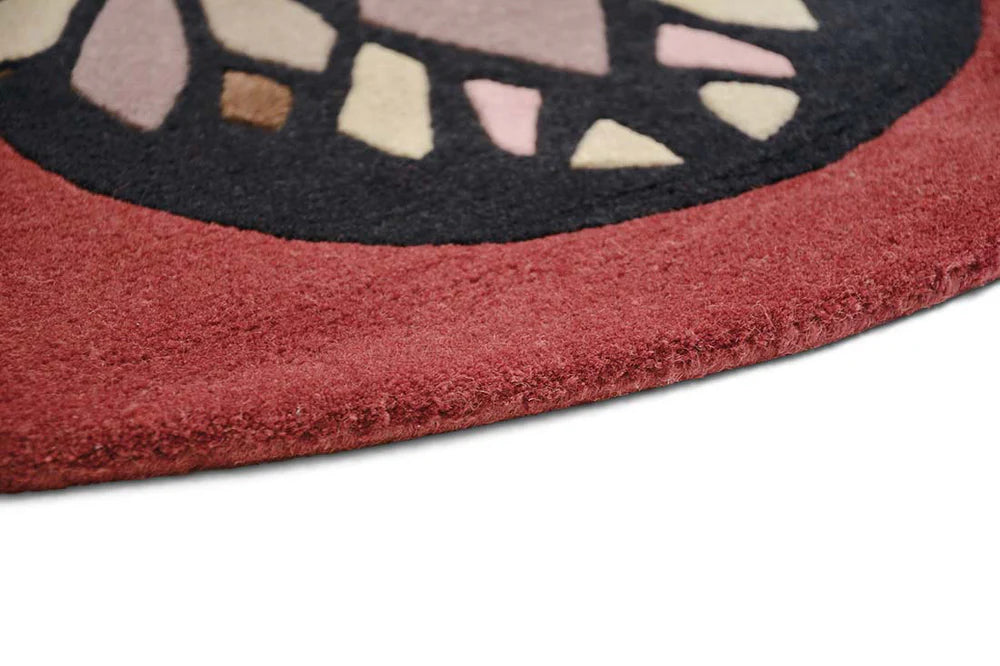 Ronde tapijt ZODIAC RAM bordeaux-beige