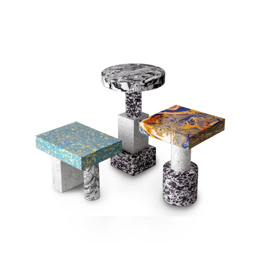 Zijtafel SWIRL amber marmer