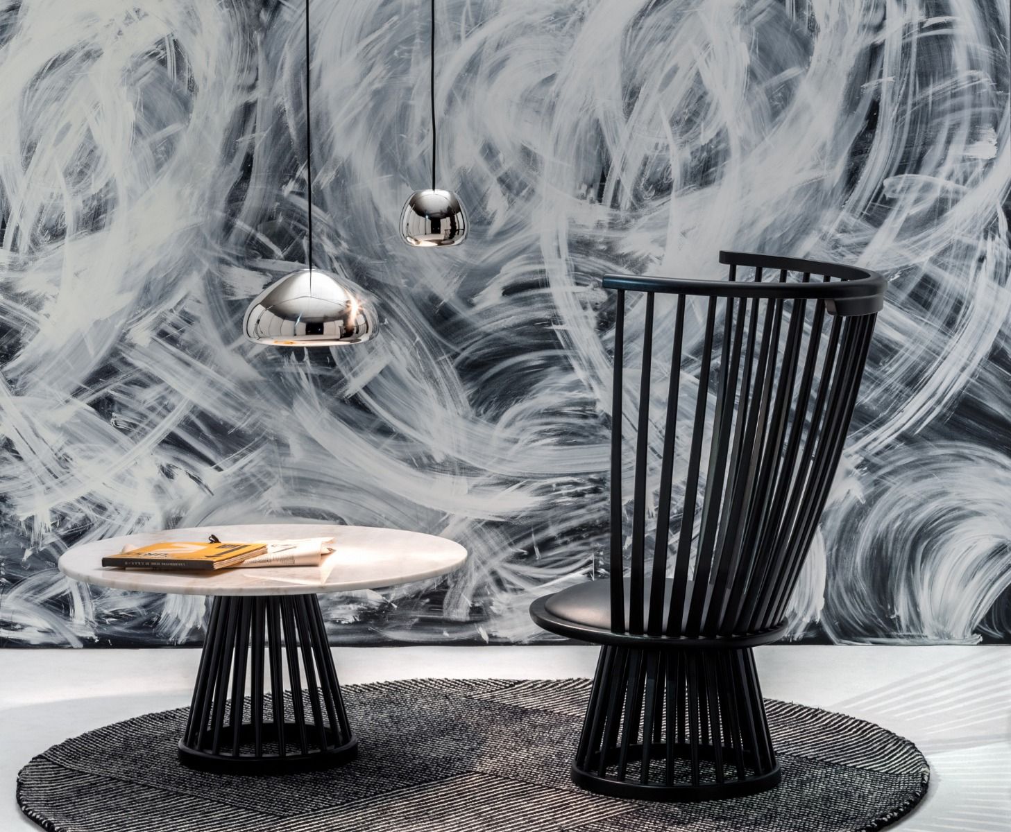 Witte marmeren salontafel FAN met eikenhouten basis