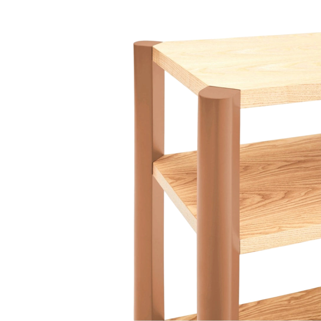 Eikenhouten BONA rek met een bruine basis