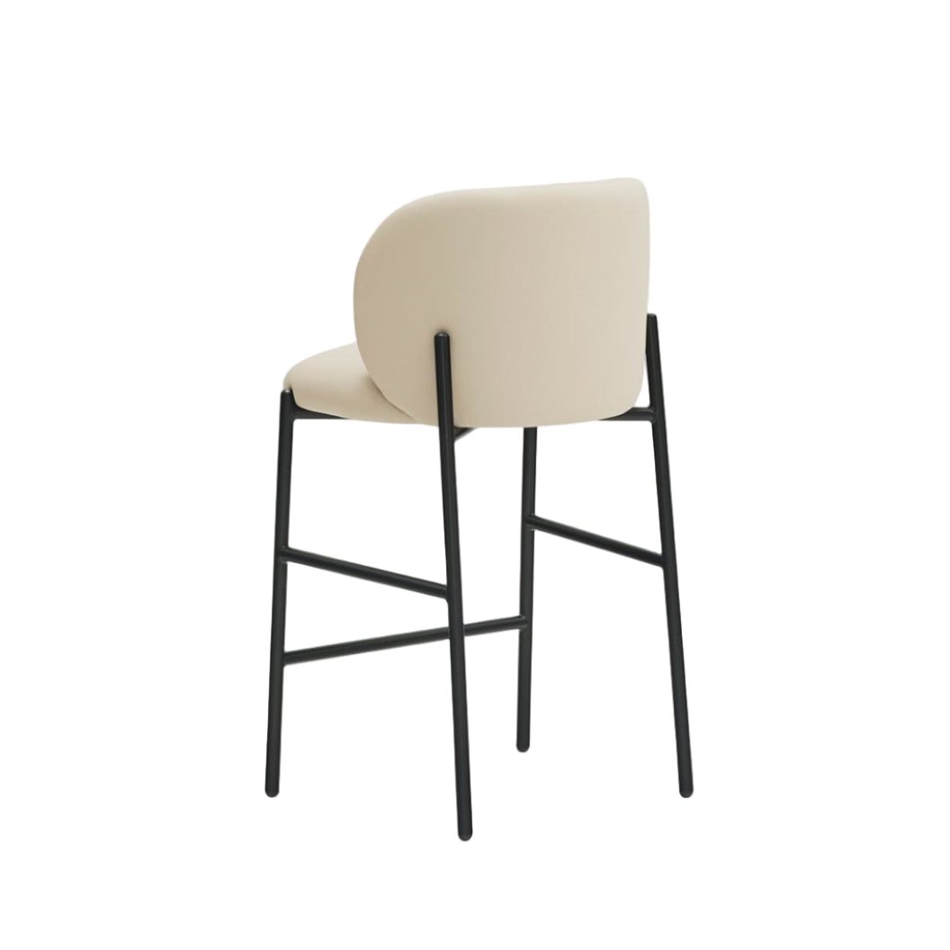 Barhocker MOGI beige Kunstleder mit schwarzem Gestell