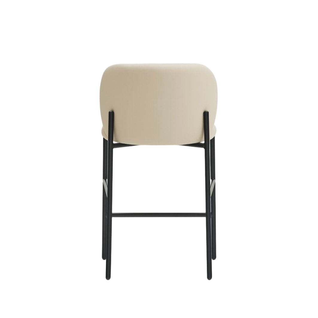 Barhocker MOGI beige Kunstleder mit schwarzem Gestell
