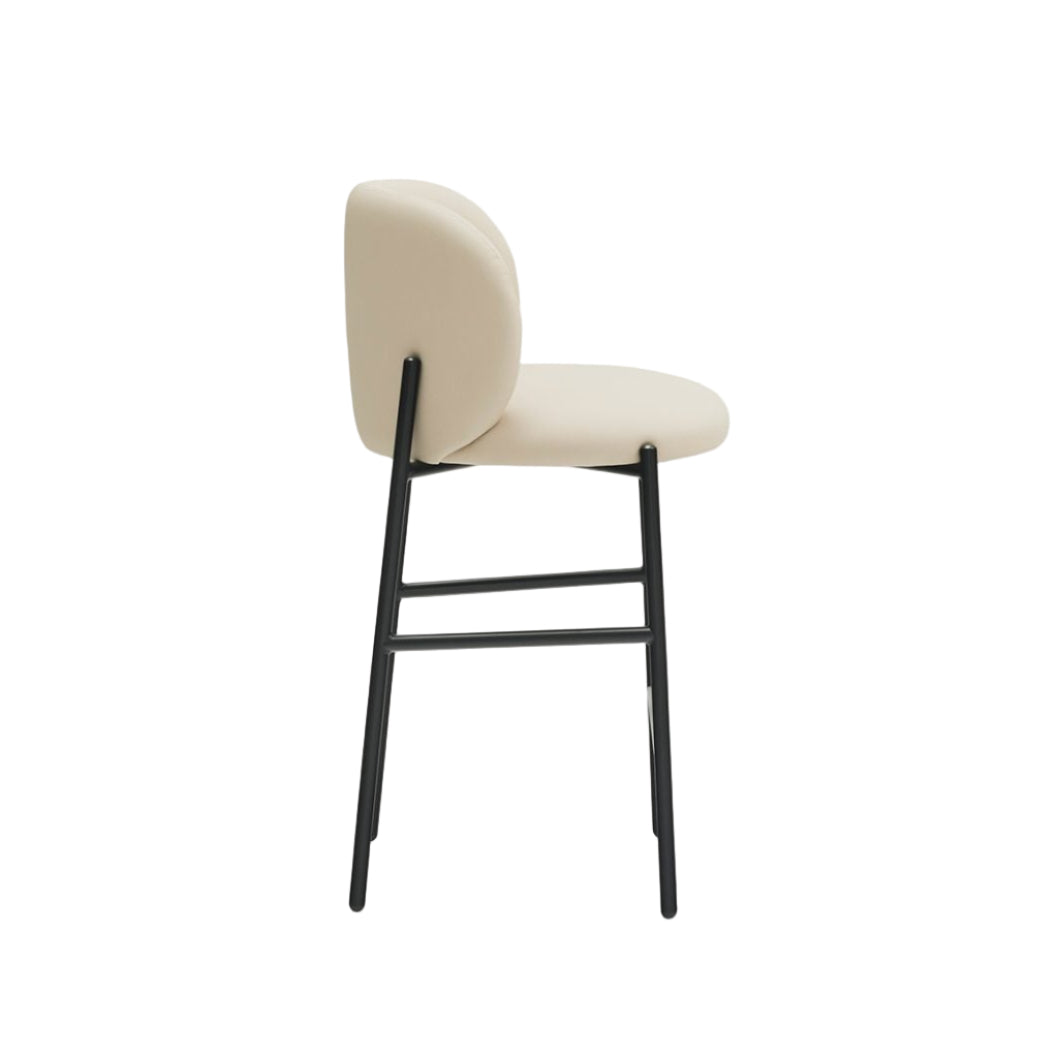 Barhocker MOGI beige Kunstleder mit schwarzem Gestell