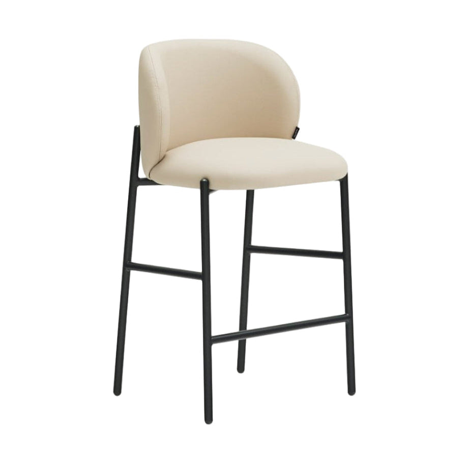 Barhocker MOGI beige Kunstleder mit schwarzem Gestell