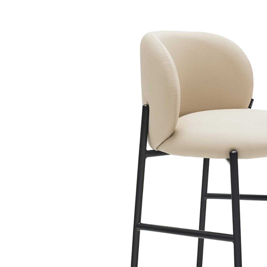 Barhocker MOGI beige Kunstleder mit schwarzem Gestell