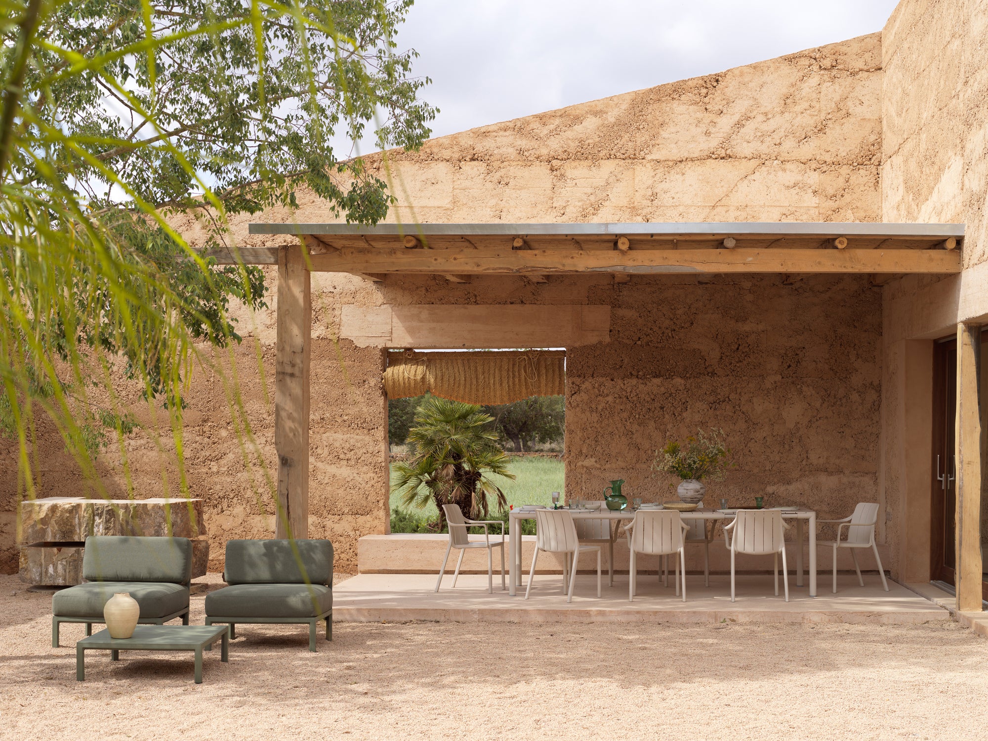 Uitschuifbare buitentafel TEVERE aardse bruin