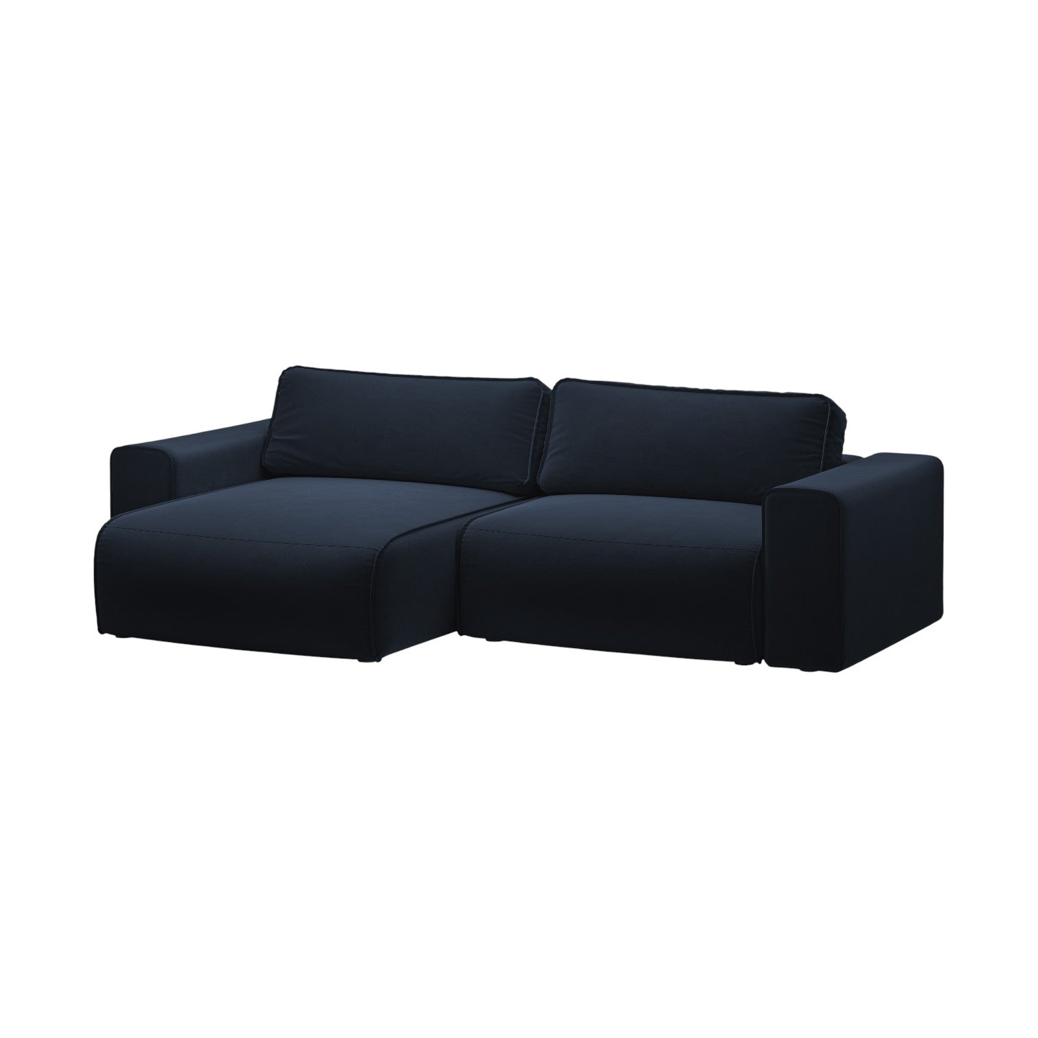 Samt-Ecksofa linksseitig 3-sitzig mit Schlaffunktion VICTOR in Marineblau