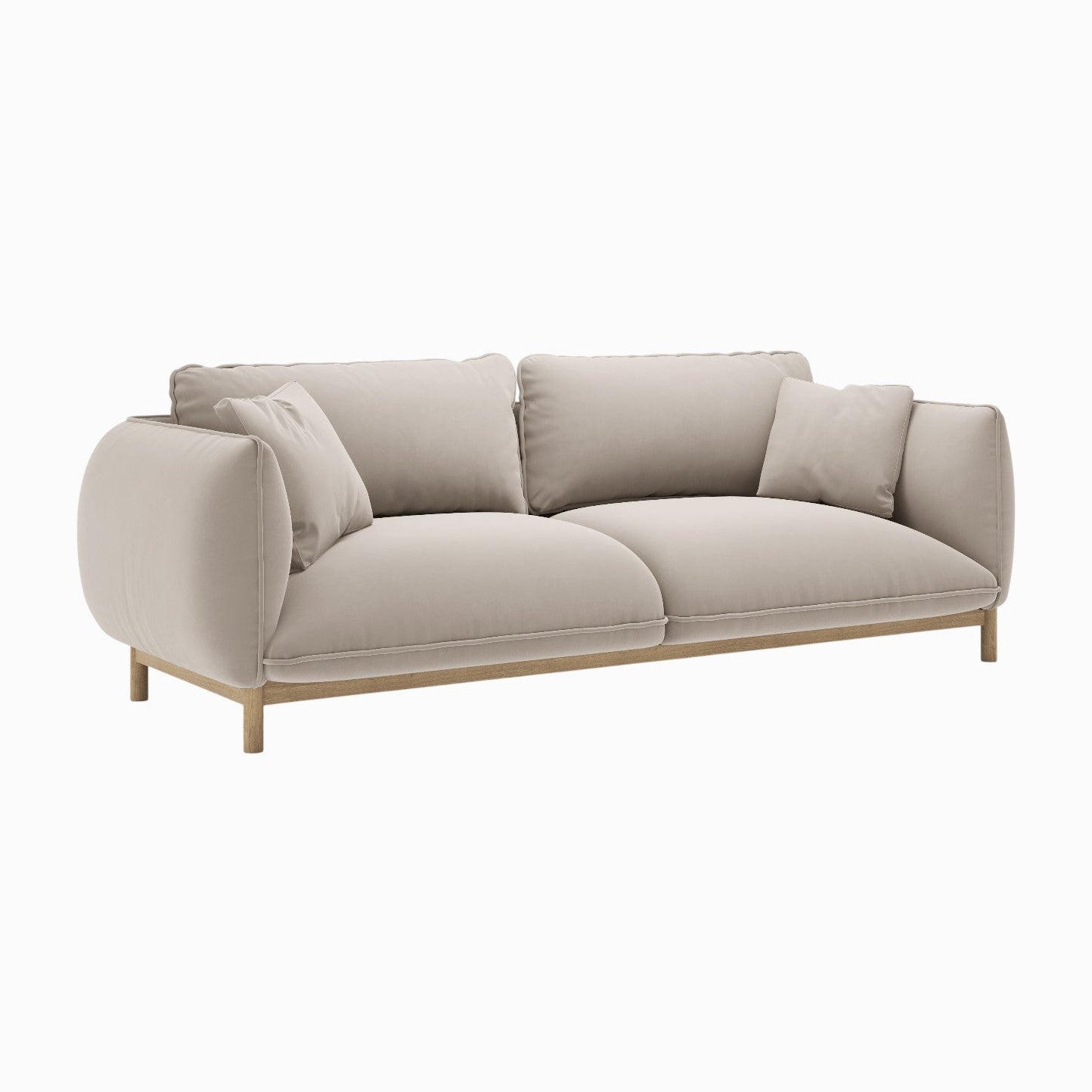 Sofa van fluweel 3-zits ADA lichtbeige