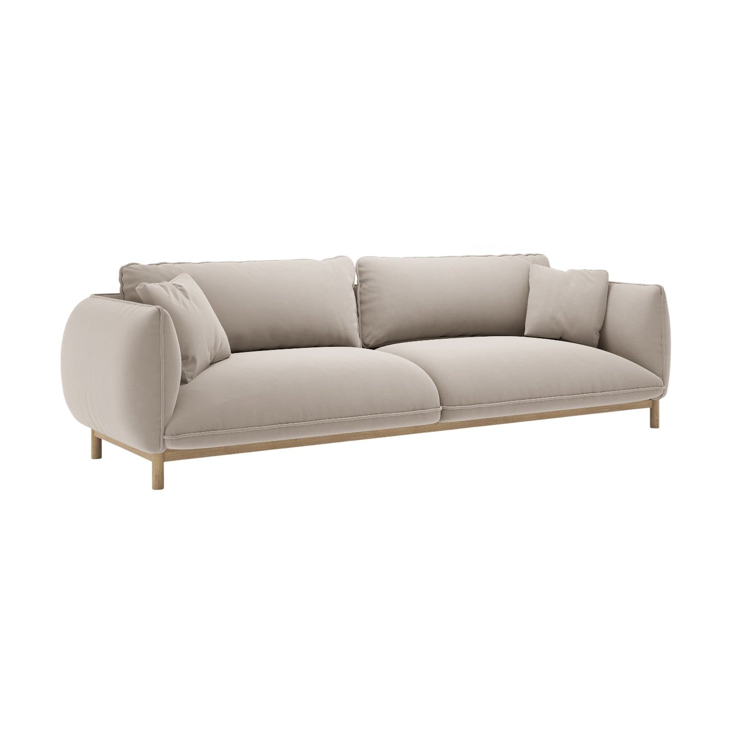Velours bank voor 4 personen ADA lichtbeige