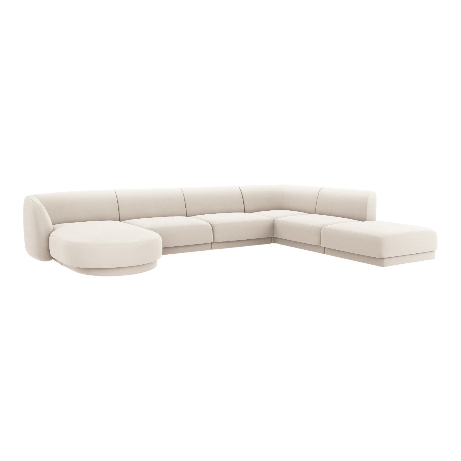 Samt-Ecksofa für 6 Personen in U-Form rechts MILEY beige