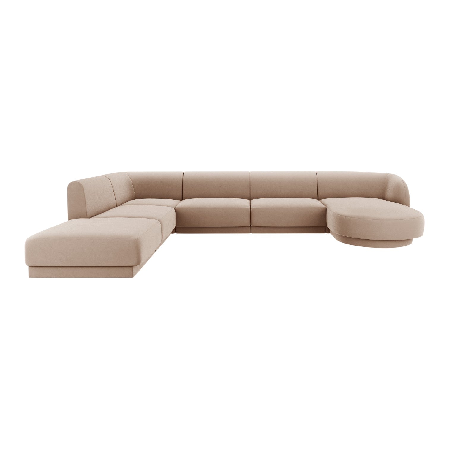 Samt-Ecksofa für 6 Personen in U-Form links MILEY cappuccino