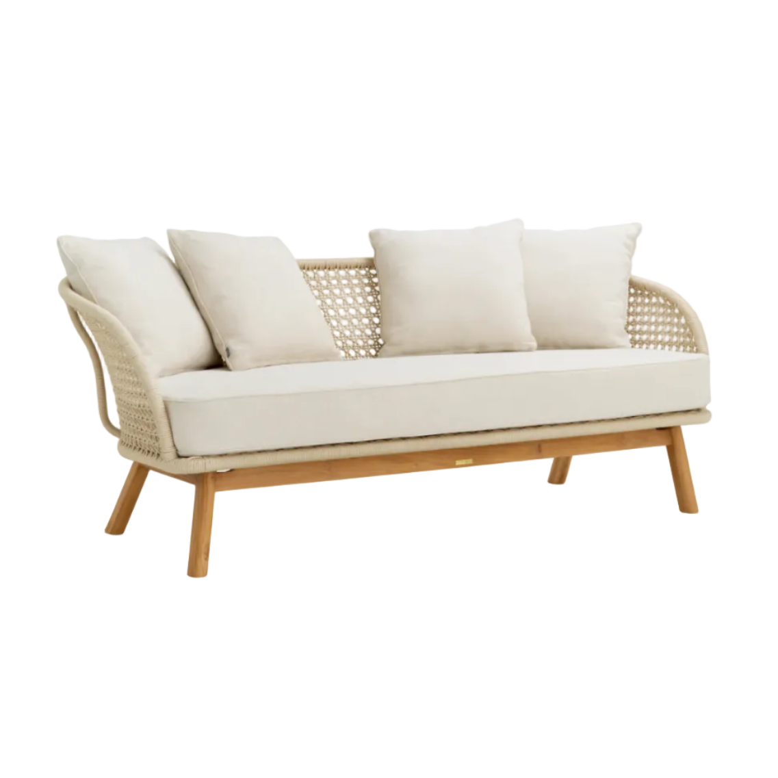 TRINITY Cream Outdoor Sofa with Wooden Base