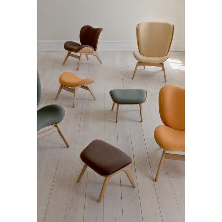 Fußhocker READER in Salbeigrün mit dunklem Eichenfuß