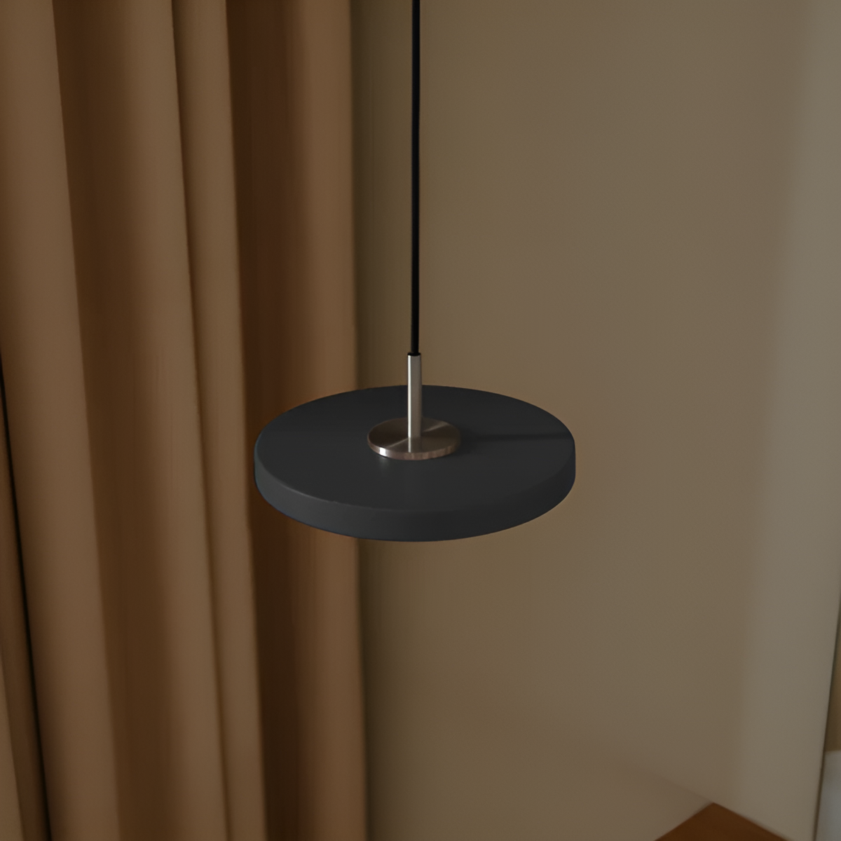 Hanglamp ASTERIA MICRO antraciet met zilveren inzetstuk