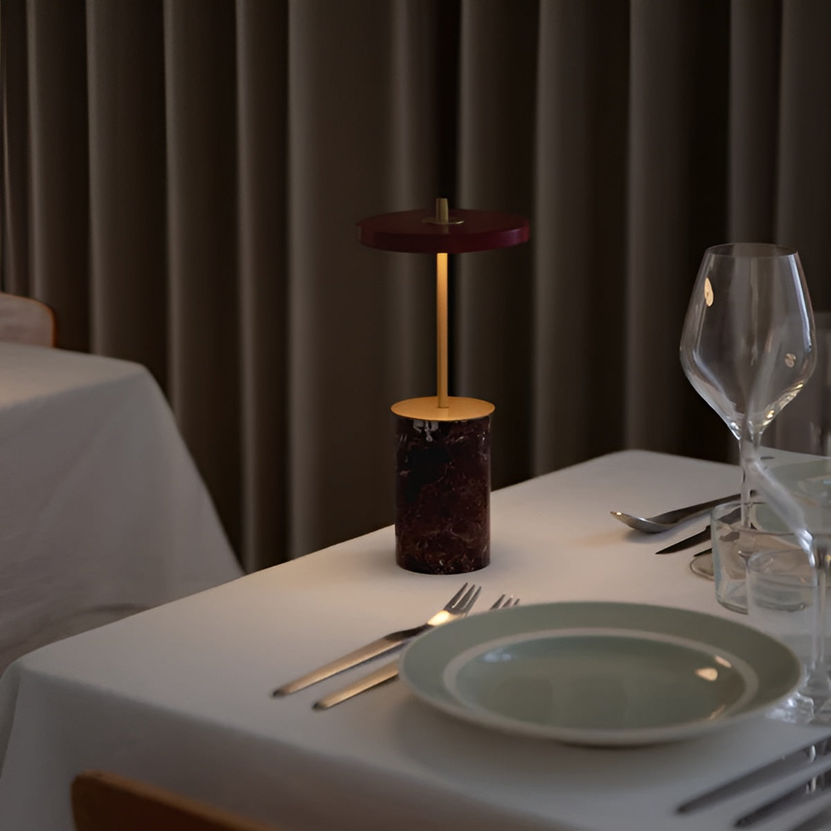 Asteria Move Mini Table Lamp Red Marble with Gold Accent