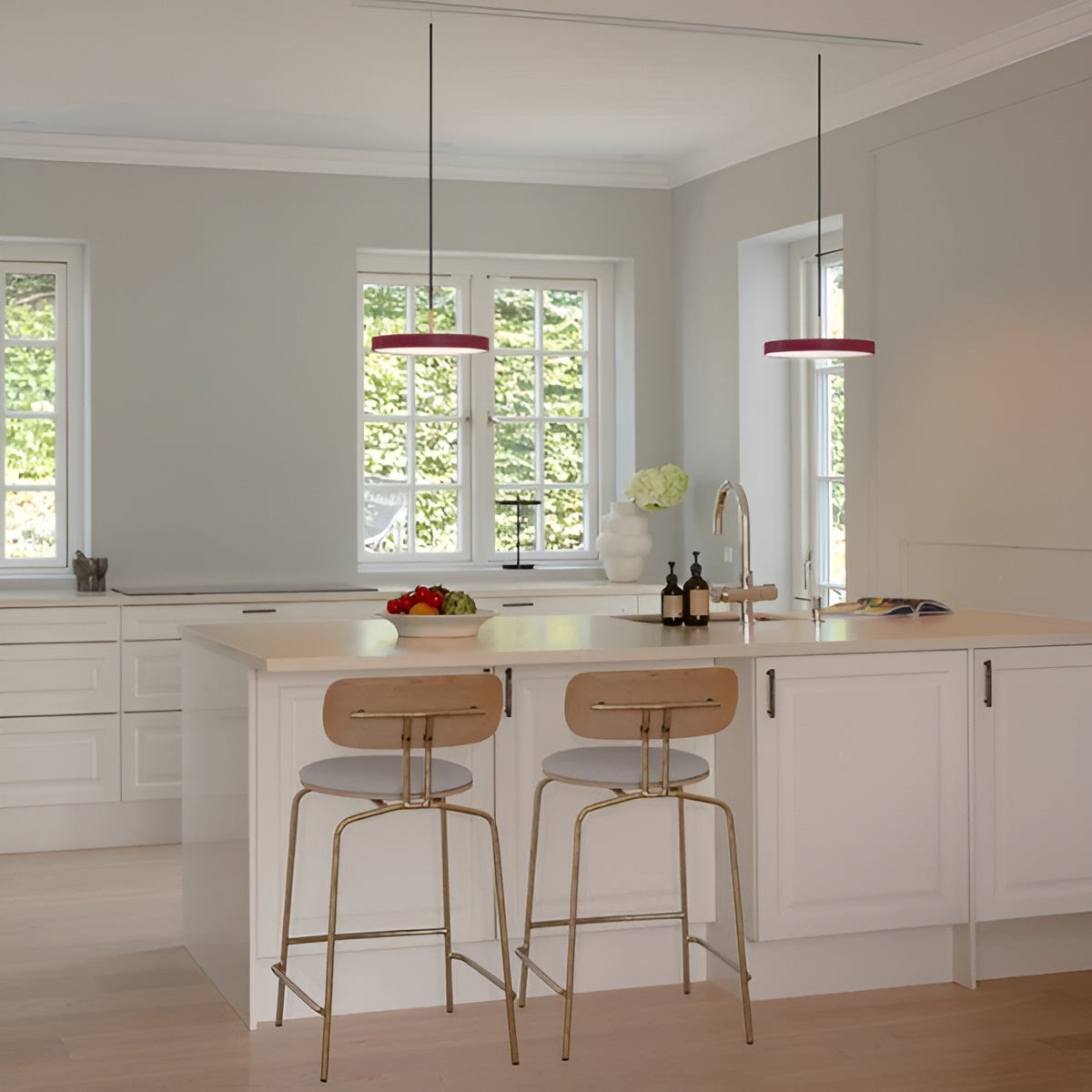 Hanglamp ASTERIA PLUS bordeaux met gouden inzetstuk