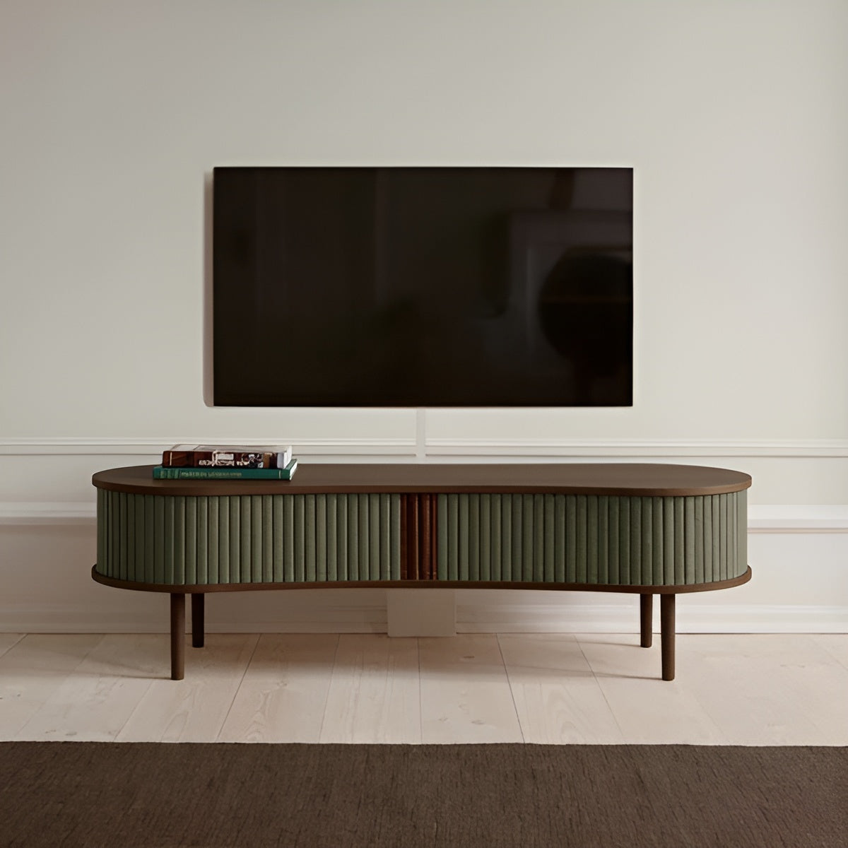 AUDACIOUS TV-kast groen met donker eikenhout