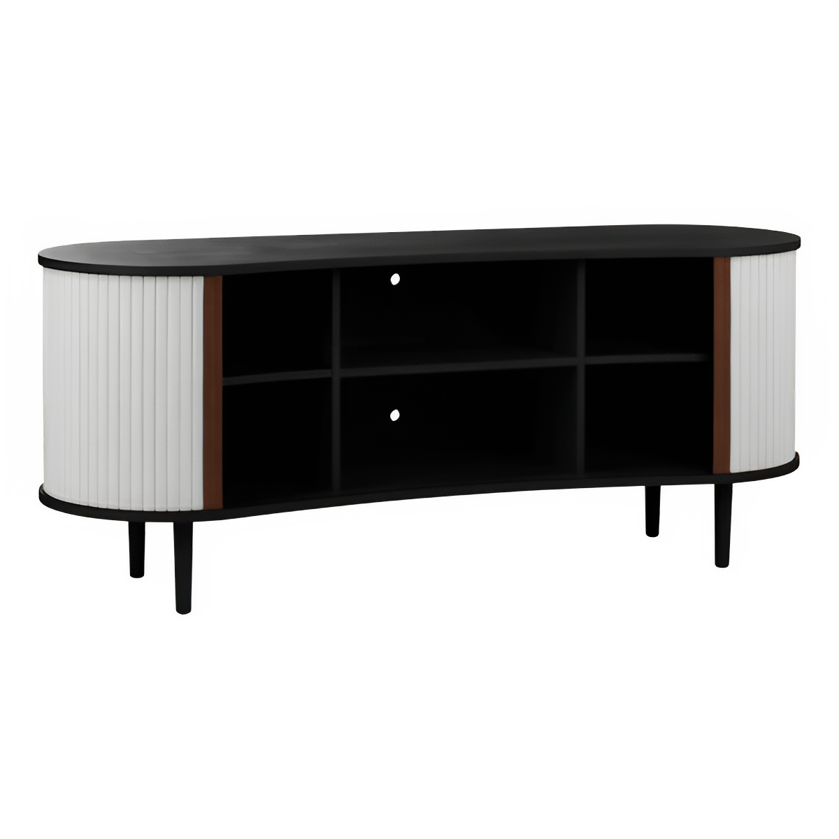 AUDACIOUS RTV Cabinet broken white with black base