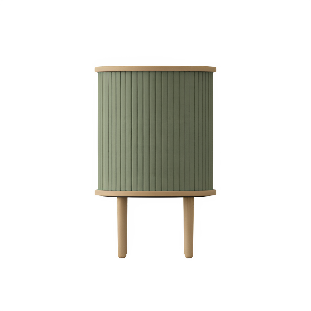 Audacieuze groene bijzettafel met eikenhout