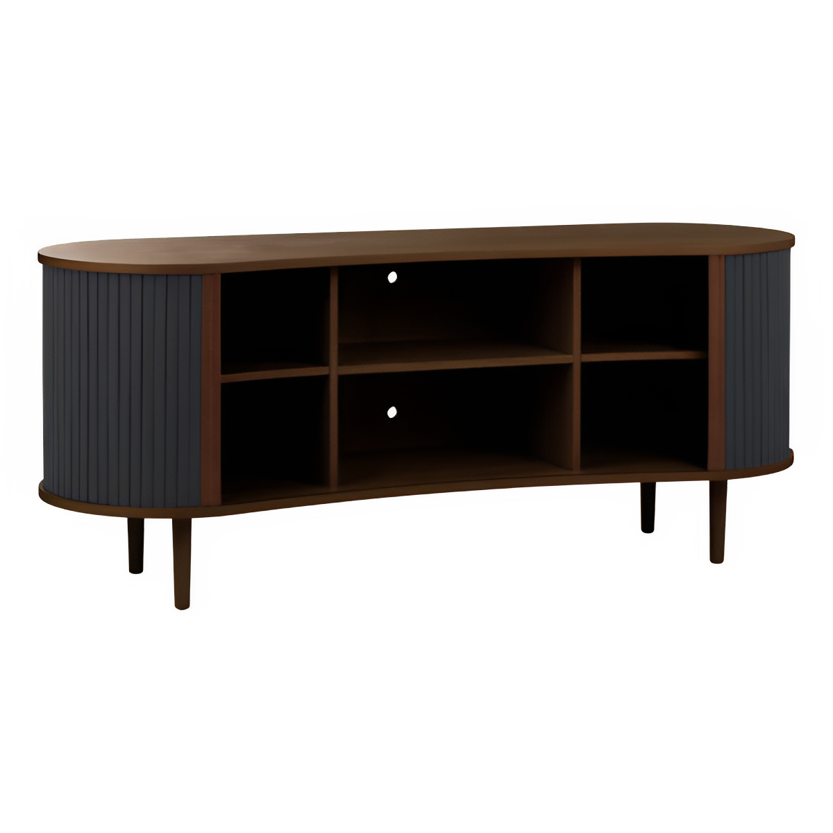 Dressoir RTV AUDACIOUS antraciet met een donkere eiken basis