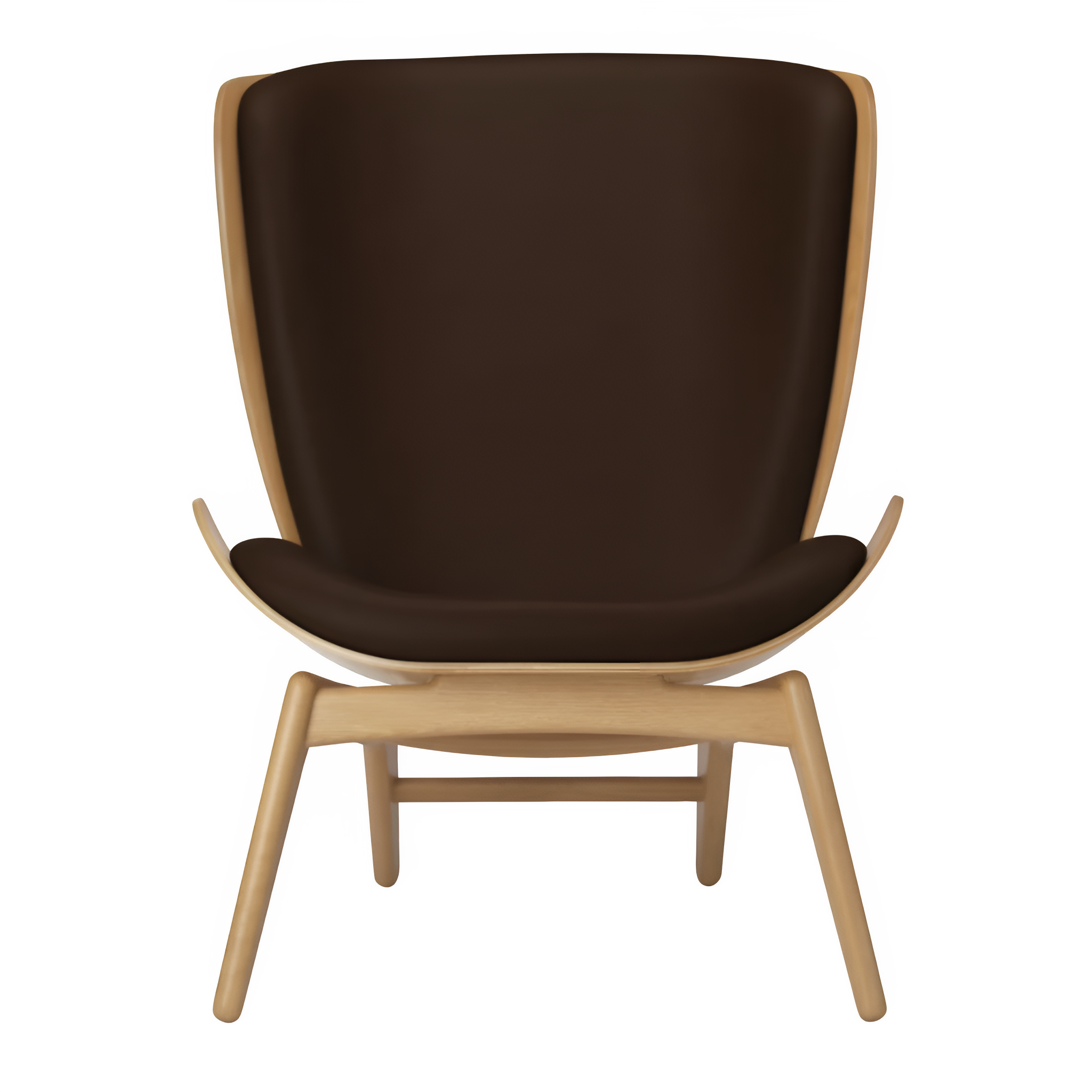 Fauteuil READER bruin leer met eiken basis