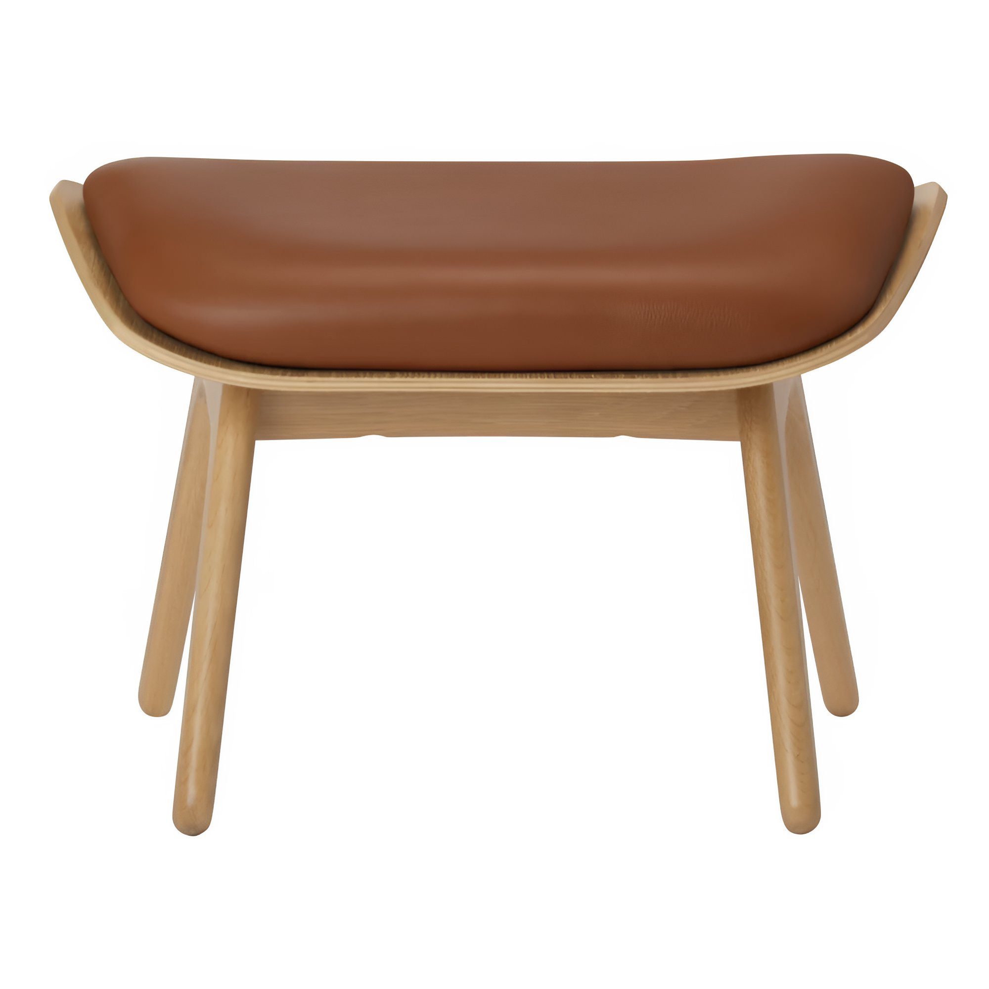 Voetensteun READER cognacleer met eikenhouten basis