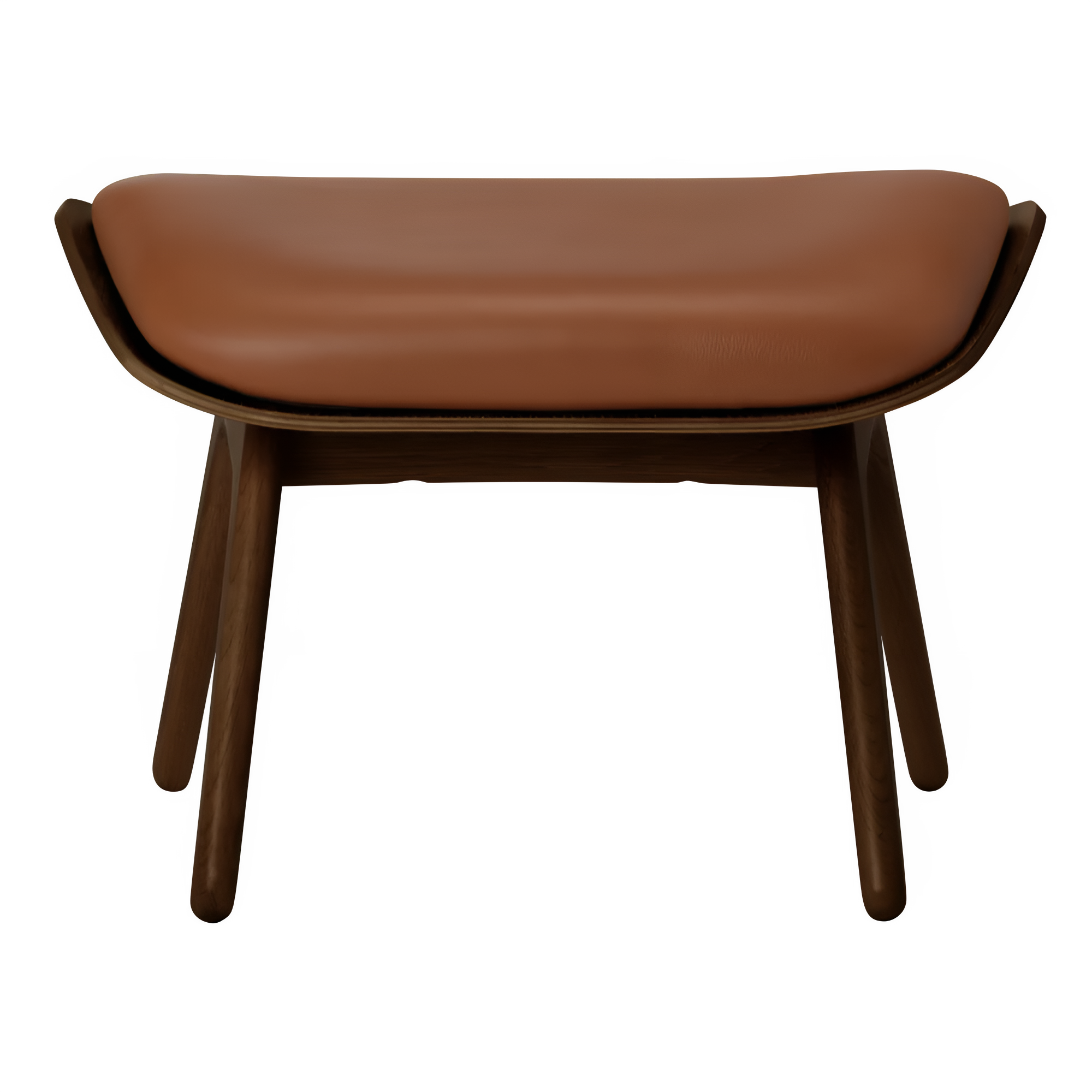 Voetenbank READER cognacleer met een donkere eiken basis