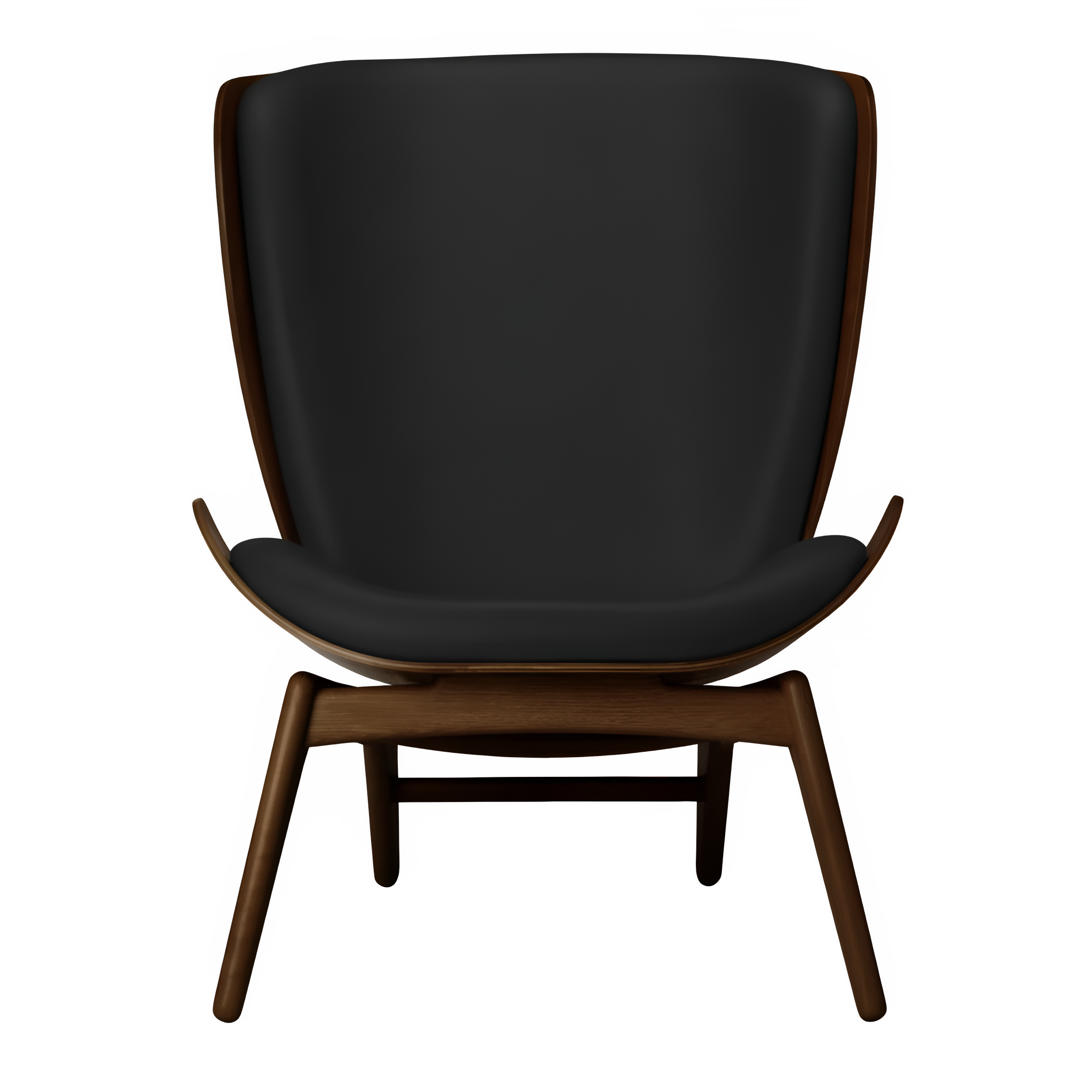 Sessel READER schwarze Leder mit dunklem Eichenfuß