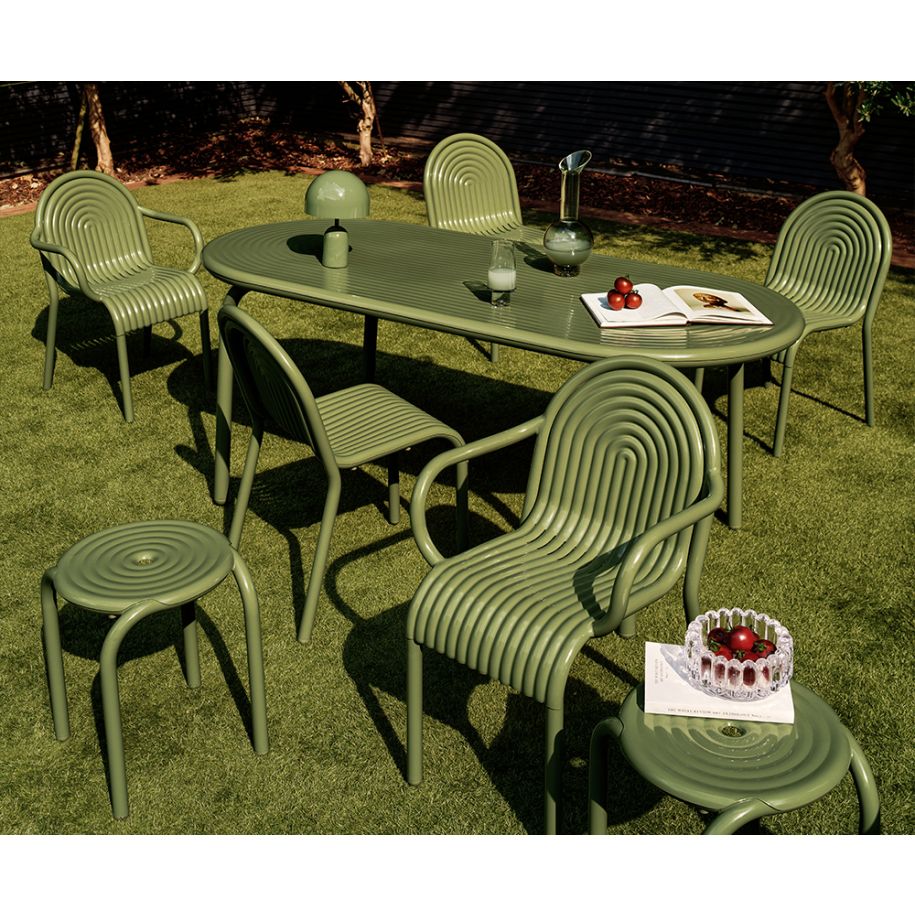 Buitenstoel met armleuningen GROOVE groen