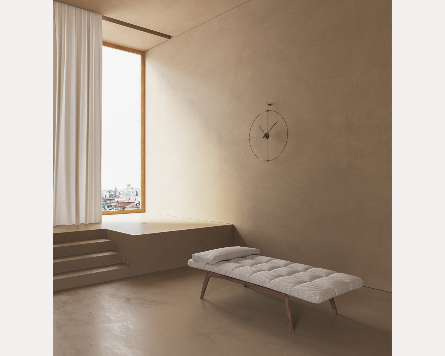 Wandklok MINI BILBAO notenhout met zwart