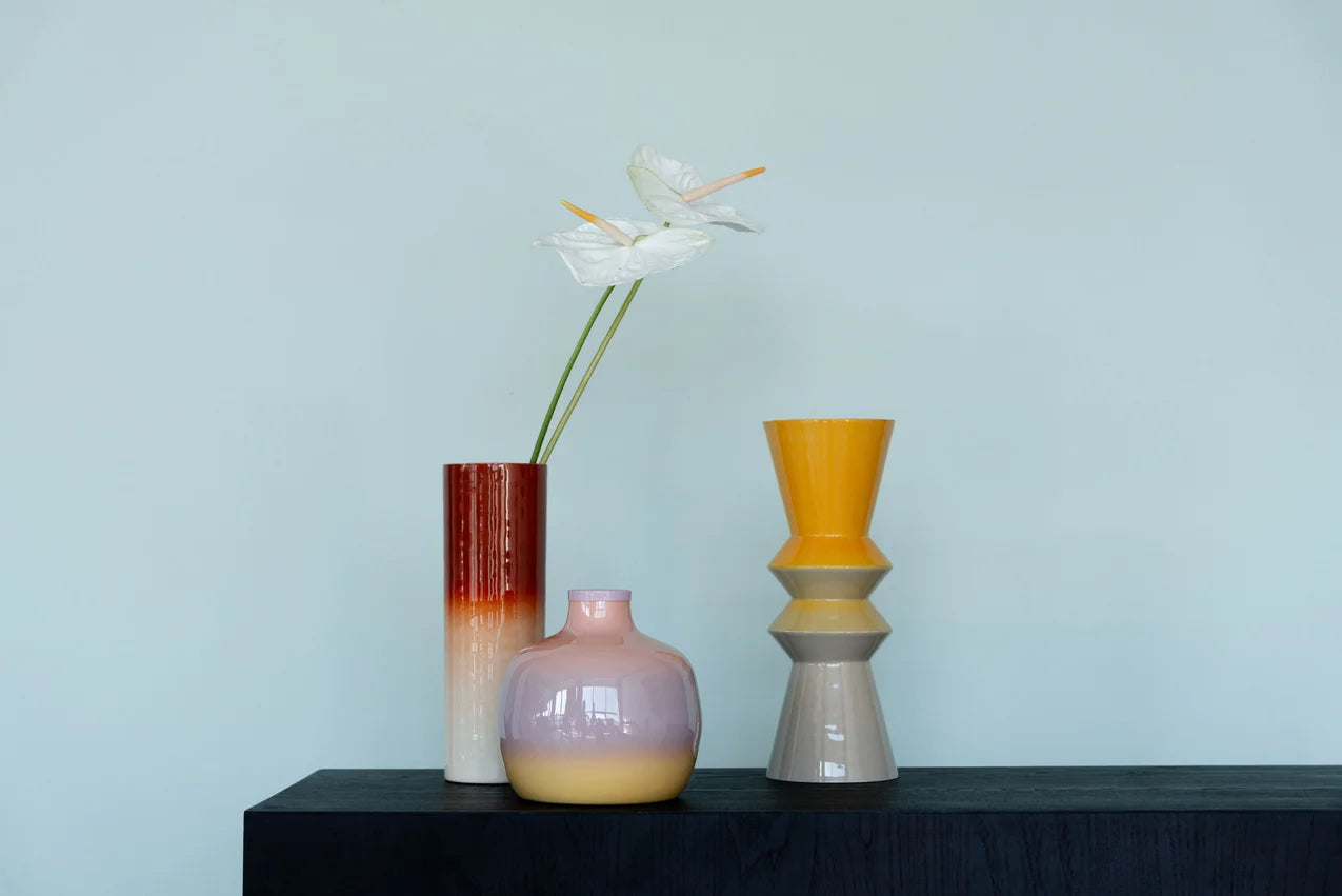 RICI vase yellow with light pink