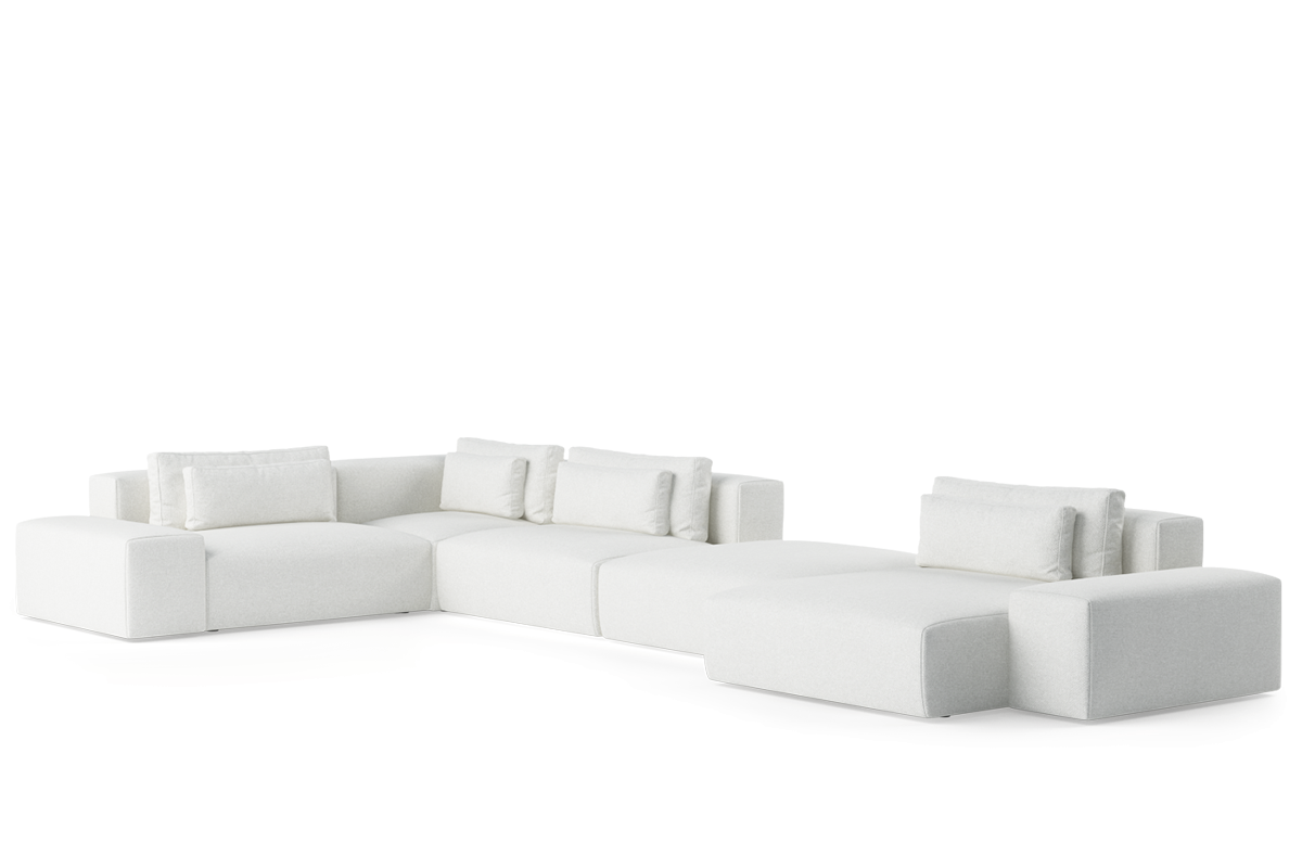 Modularer 6-Sitzer Ecksofa rechts FLAVIO gepolstert