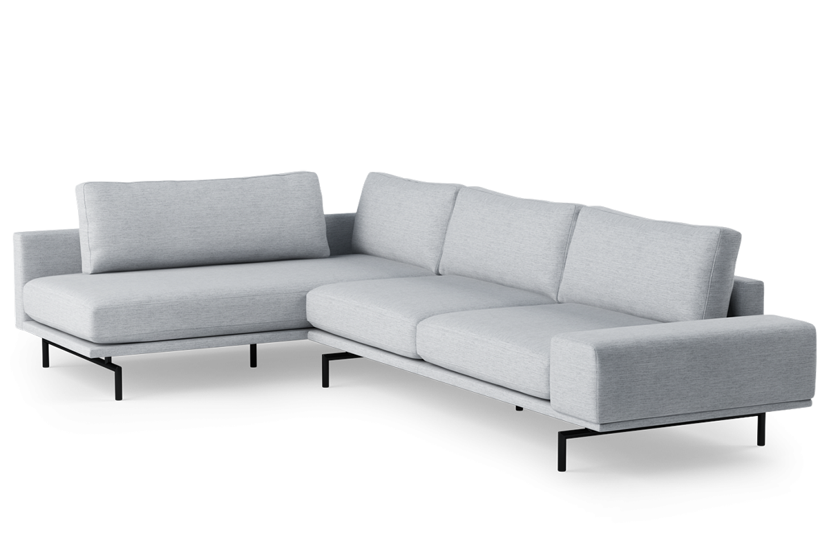 Left-facing 4-seater sofa BRIXTON upholstered with a black base