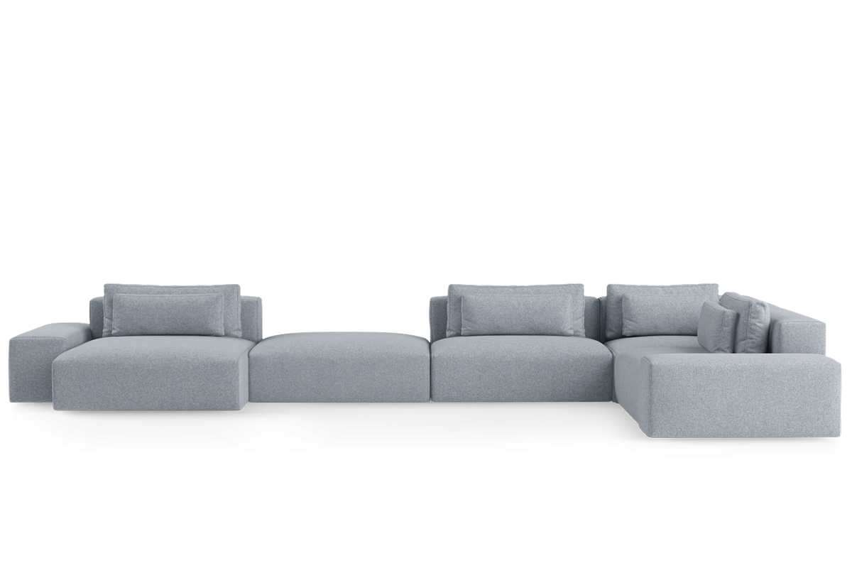 Modulaire hoekbank voor 6 personen, links, FLAVIO, gestoffeerd