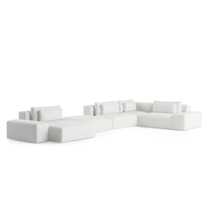 Modulaire hoekbank voor 6 personen, links, FLAVIO, gestoffeerd