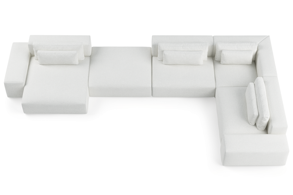 Modulaire hoekbank voor 6 personen, links, FLAVIO, gestoffeerd