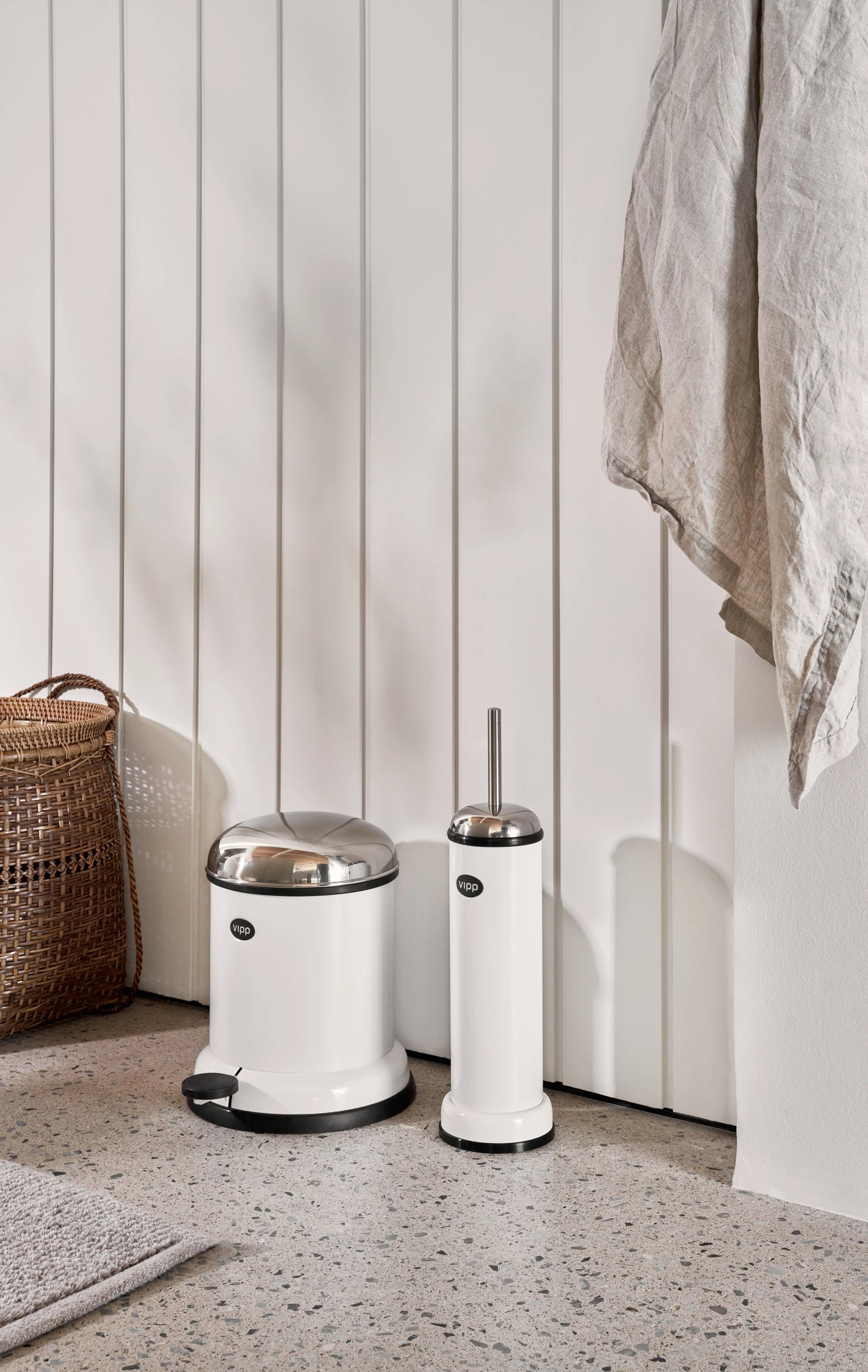 Pedalen prullenbak wit