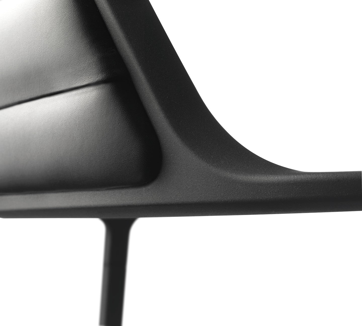 Office Chair 452 Black Leather with Black Metal Base