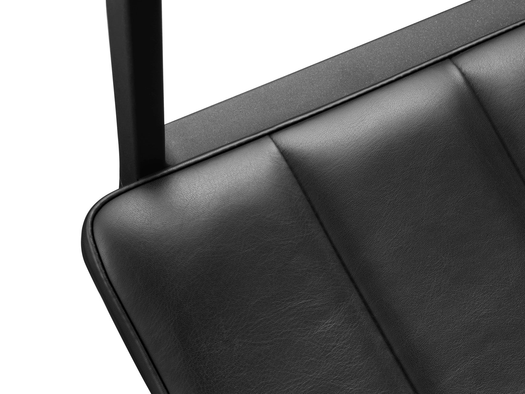 Office Chair 452 Black Leather with Black Metal Base