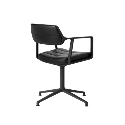 Office Chair 452 Black Leather with Black Metal Base