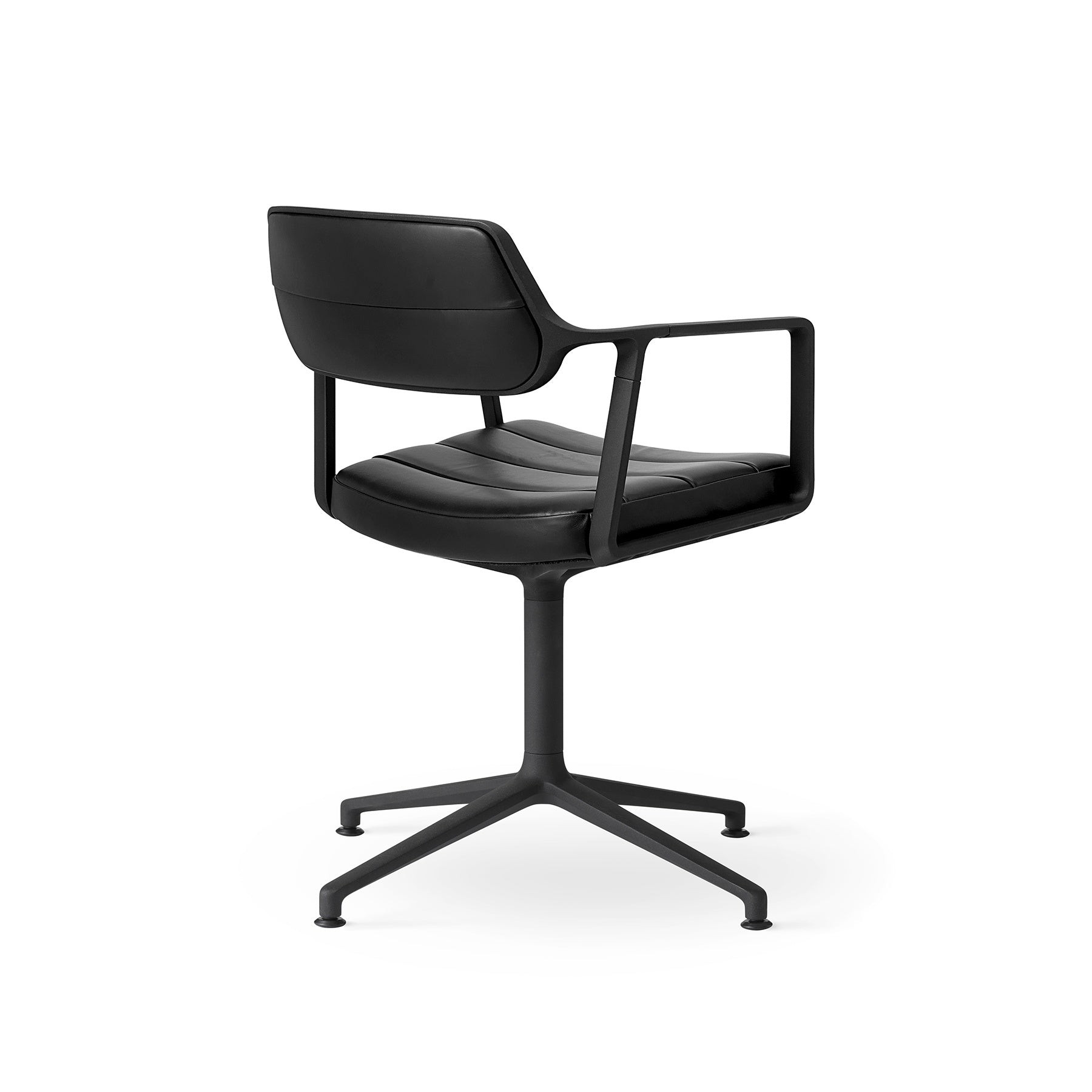 Bureau stoel 453 zwart leer met zwarte metalen basis