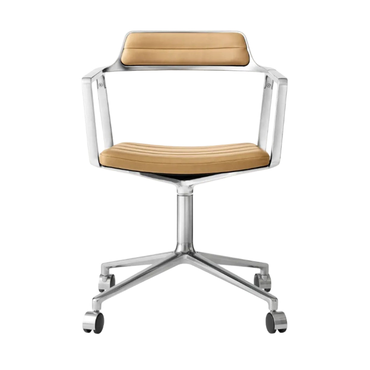 Bureau stoel 452 karamel leer met metalen basis