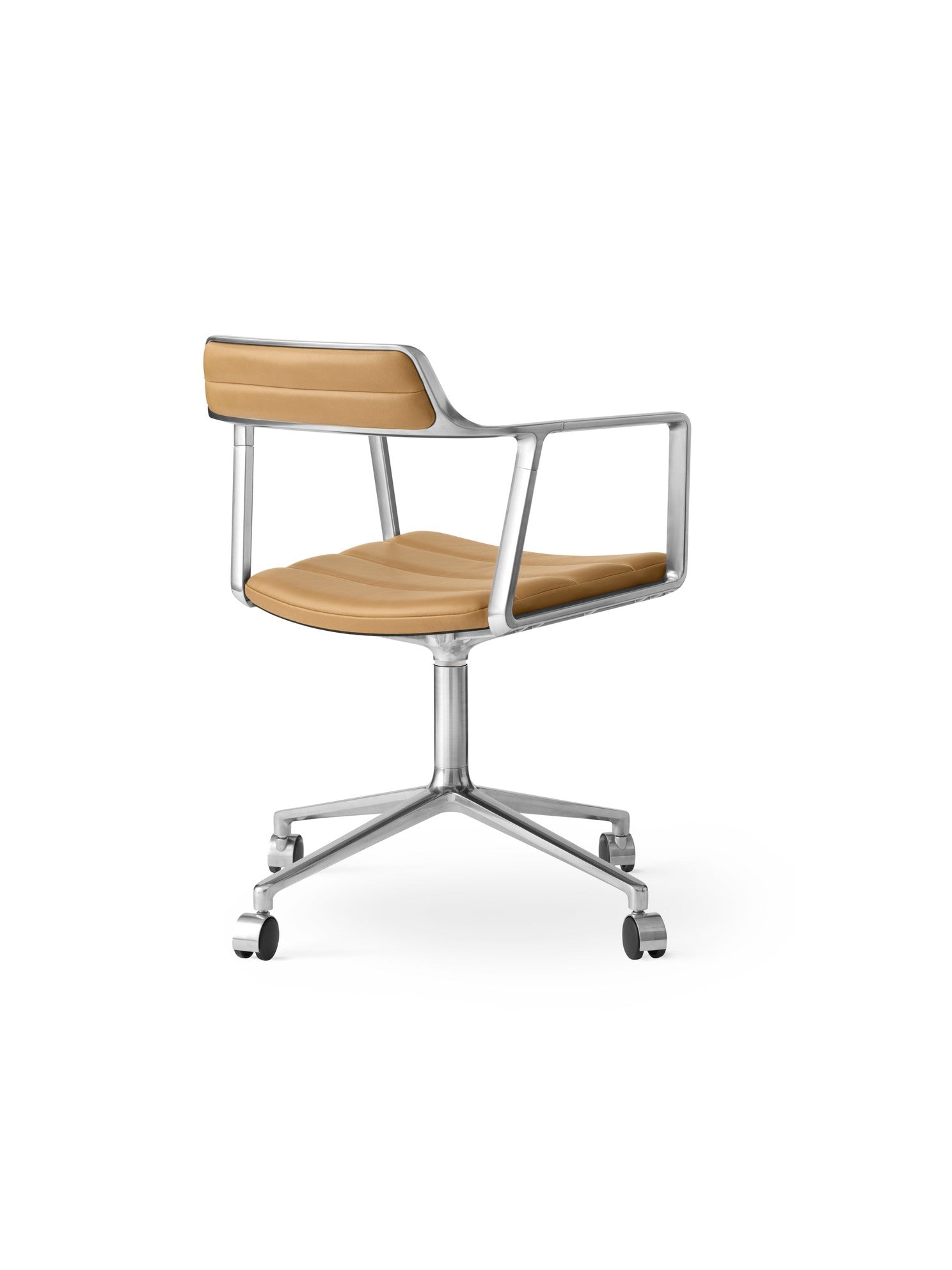 Bureau stoel 452 karamel leer met metalen basis