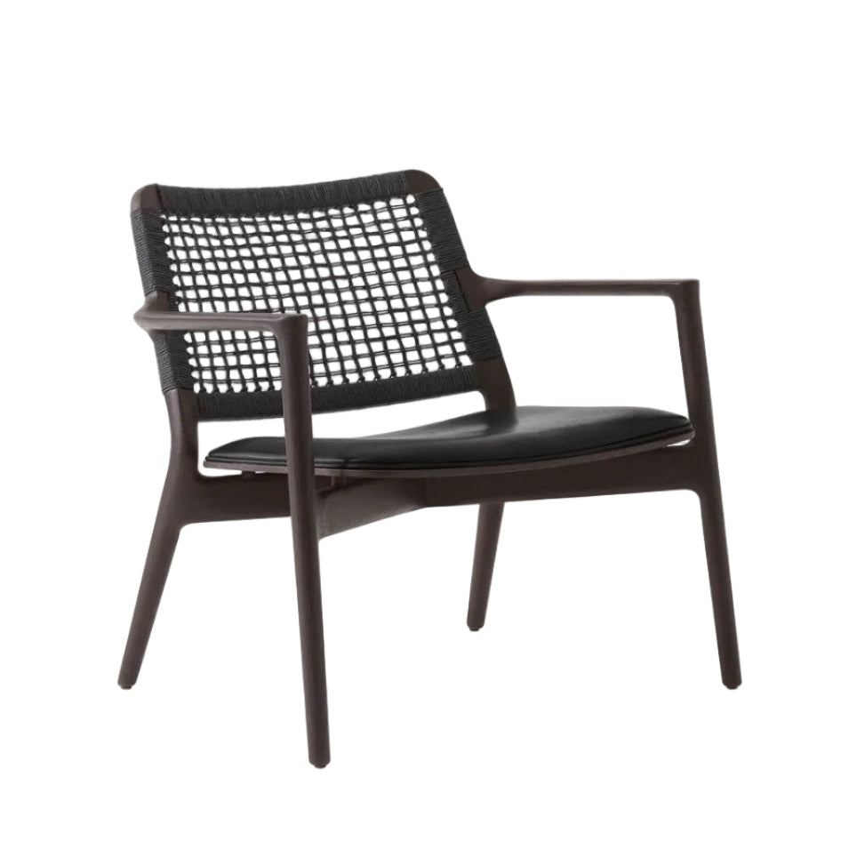 CABIN Armchair Black Leather with Dark Oak Base