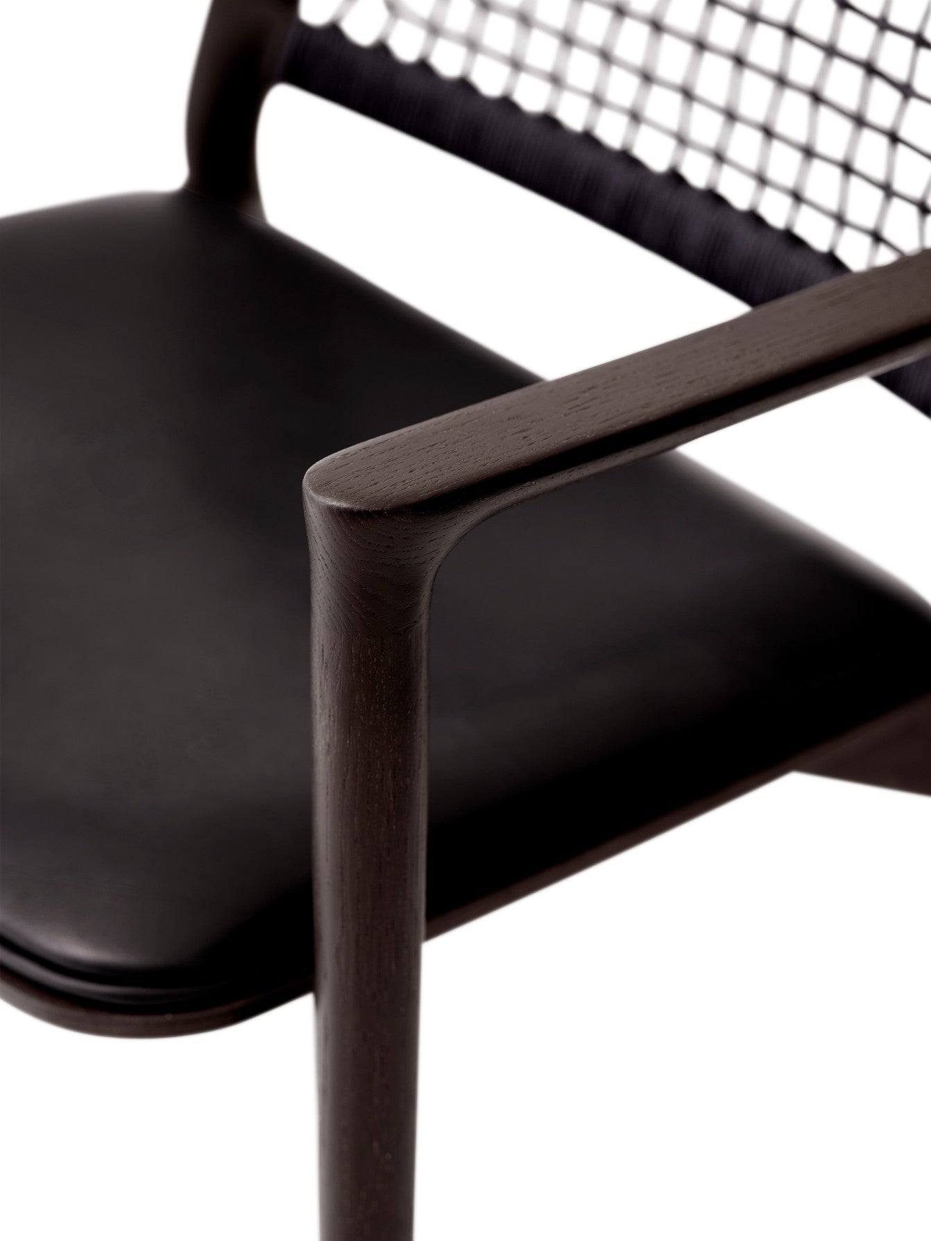 CABIN Armchair Black Leather with Dark Oak Base